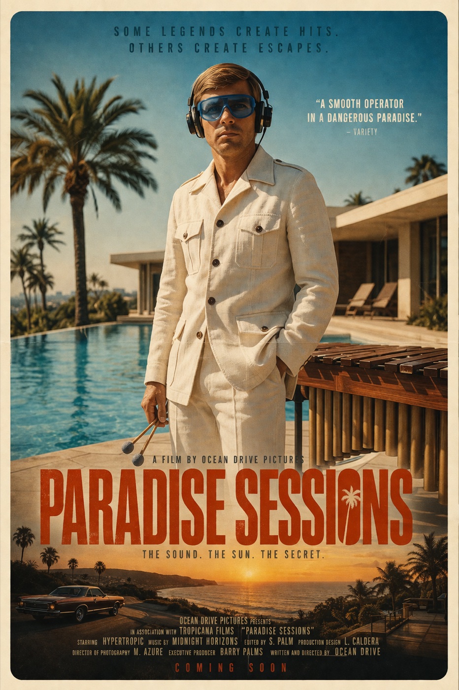 映画『Paradise Sessions』のポスター — マリンバの前に立つDon Hibiscus